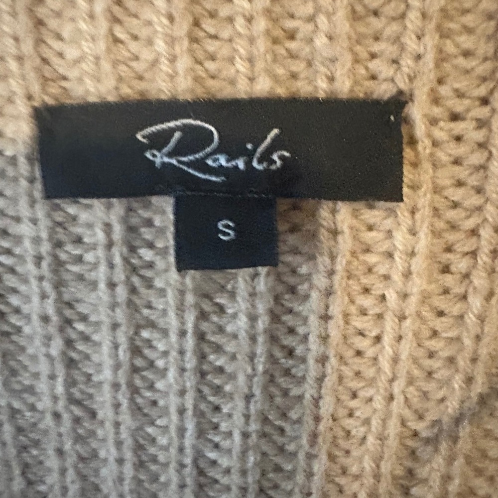 Rails Claudia Stripe Funnel Neck Sweater Camel Ebony Wool‎ Cashmere Small - Picture 4 of 8